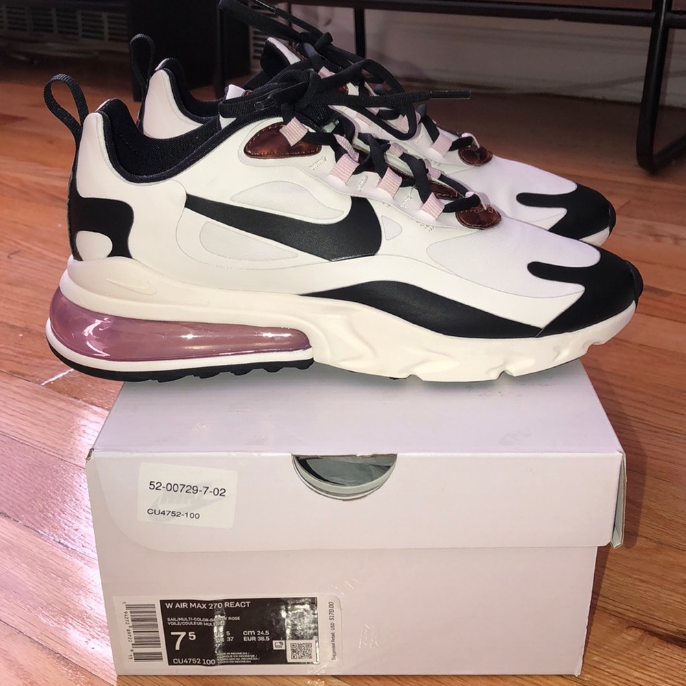 Nike Air Max 270 React Black White Pink